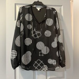 Christopher & Banks Black and White Blouse with Elegant Design